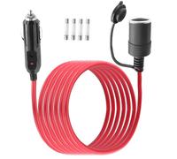 LANMINGLEL Cigarette Lighter Extension Cord 12V/24V Male Plug to Female Socket 18AWG Heavy Duty Extension Cable with 10A 15A Fuse for Tire Pump, Air Compressor Refrigerator Coffee Maker (6FT)