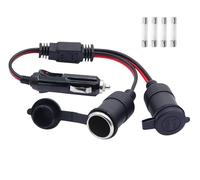 LANMINGLEL Dual Cigarette Lighter Plug Splitter 12V/24V 1 to 2 Car Cigarette Lighter Splitter Adapter 2 Way Cigarette Lighter Male to Female Extension Cord with 20A Fuse for Tire Pump, Air Compressor