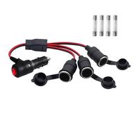 LANMINGLEL Dual Cigarette Lighter Plug Splitter with Switch,12V/24V 1 to 3 Car Cigarette Lighter Splitter Adapter, 3 Way Cigarette Lighter Male to Female Extension Cable with 15A Fuse for Tire Pump