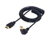 LANMINGLEL Right Angle HDTV Coiled Cable, 270 Degree HDTV Male Spring Spiral Cord High Speed Supports 4K 60Hz 1080P Compatible for TV PC Laptop (Upward Angle)