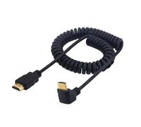 LANMINGLEL Right Angle HDTV Coiled Cable, 90 Degree Down Angle HDTV Male Spring Spiral Cord High Speed Supports 4K 60Hz 1080P Compatible for TV PC Laptop (Down Angle)