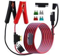 LANMINGLEL SAE to Battery Alligator Clip with Switch,14AWG 12V-24V Battery Crocodile Clip to SAE Connector Extension Cable with SAE Polarity Reverse Adapter for Motorcycles,Car,Solar Charging (2M) A