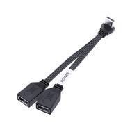 LANMINGLEL Short 90 Degree PD 65W USB 2.0 Fast Charge Cord Flat USB 2.0 Male to 2 Female Cable Double USB Splitter Data Transfer Cable for Phones,Tablets, Laptops 10CM (Down Angle)
