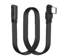 LANMINGLEL Short 90 Degree USB Type C 2.0 Flat Cable,PD 65W USB C 2.0 Fast Charge Cable,Short USB Type C Flat Soft Data Cable,Data & Fast Charging Sync Cord (Side Male to Female)