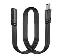 LANMINGLEL Short 90 Degree USB Type C 2.0 Flat Cable,PD 65W USB C 2.0 Fast Charge Cable,Short USB Type C Flat Soft Data Cable,Data & Fast Charging Sync Cord (Straight Male to Female)