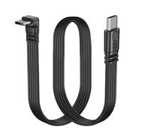 LANMINGLEL Short 90 Degree USB Type C 2.0 Flat Cable,PD 65W USB C 2.0 Fast Charge Cable,Short USB Type C Flat Soft Data Cable,Data & Fast Charging Sync Cord (Angle to Straight)