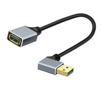 LANMINGLEL Short USB 3.0 Male to Female Cable,90 Degree USB 3.0 Extension Cable,5 Gbps Type A Extender Data Cord, Aluminum Alloy shell for Tight Spaces,TV,PC,Laptop, Gaming 0.3M (Left)