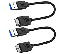 LANMINGLEL USB 3.0 Type A Male to Micro B Cable, Short Micro USB 3.0 Cord, 5 Gbps External Hard Drive Cable, Compatible for Hard Drive, Camera, Laptop, 0.3M 2-Pack