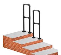 Lanmmraifc 1 Step Outdoor Hand Rails for Steps, Black Wrought Iron Handrail Kit,Transitional Handrails Railings for Outside Stairs 35cm 45cm 85cm 90cm 100cm,U-Shaped (Size : 35cm(1.1ft))