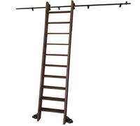 Lanmmraifc 3.3ft-24ft Black Round Tube Rolling Library Ladder Hardware Kit, Slide Roller System Mobile Ladder Tracks Rail, Floor Roller with Brake, No Ladder(8ft/244cm Track kit)