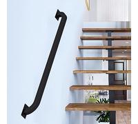 Lanmmraifc Handrail for Stairs, 1m 2m 3m 6m Staircase Banister Railing Non-Slip Hand Rail Grab Bar for Disabled Elderly Children, Black Metal Wrought Iron Wall Balustrade (Size : 3.3ft/100cm)
