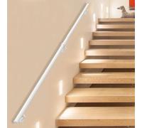 Lanmmraifc Modern Handrail for Stairs - Complete Kit. Staircase Banister Railing Metal Wrought Iron Wall Balustrade Foot Rail Support Handle Safety Bar, White(6ft/180cm)