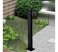Lanmmraifc Outdoor Stainless Steel Garden Water Column, Black Square Freestanding Hose Stand with Faucet, Decorative Water Feature Fountain Water Dispenser Hydrant(Height: 95cm/37.4in)