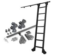 Sliding Ladder Hardware Retractable Rolling Library Ladder Rails Kit, Black Steel Round Tube Mobile Ladder Tracks With Floor Roller Wheels (No Ladder) (Size : 13ft/400cm Track kit)