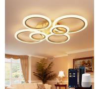Lanmorn Smart LED Ceiling Light, Modern 6-Ring Design, Dimmable with App & Voice Control, Works with Alexa & Google Home, 3000K-6500K, 76W Flush Mount Light Fitting for Living Room, Bedroom, Gold