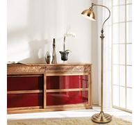 LANMOU 12W LED Floor Lamp Dimmable with Remote Control, Gold Metal Retro Floor Light, Angle Adjustable LED Reading Lamp Eye Care Standing Lamp for Living Room, Bedroom, Restaurant, Study, 150cm