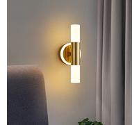 LANMOU 9W 3000K LED Indoor Wall Light - Gold Modern 26CM Long Bedroom Bedside Lamp - Up Down Sconce Nordic Decoration for Aisle, Living Room, Corridor