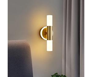 LANMOU 9W 3000K LED Indoor Wall Light - Gold Modern 26CM Long Bedroom Bedside Lamp - Up Down Sconce Nordic Decoration for Aisle, Living Room, Corridor