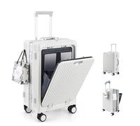 LANMOU Carry on Suitcase, Hand Luggage PC Hard Shell and Aluminium Frame, 4 Spinner Wheels Cabin Suitcase with Double TSA Lock, Cup Holder, Phone Holder, Laptop Compartment, 13.4 x 9 x 22 inch