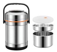 LANMOU Double Wall Vacuum Insulated Food Flask BPA Free Portable Stainless Steel Food Container Soup Flask Leak Proof Thermal Food Jar for Hot or Cold Food (2L)