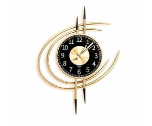 LANMOU Large 54CM Wall Clocks for Living Room, Black and Gold Modern Design Wall Clock Silent Non Ticking, Decorative Wall Clock Battery Powered with Large Numbers, Easy to read (Without Battery)