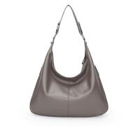 LANMOU Large Vintage Vegan Leather Tote Bag for Women Hobo Shoulder Handbag with Adjustable Strap Zipper Top Handle Crossbody Capacity Work Shopping Travel (Grey)