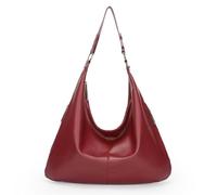 LANMOU Large Vintage Vegan Leather Tote Bag for Women Hobo Shoulder Handbag with Adjustable Strap Zipper Top Handle Crossbody Capacity Work Shopping Travel (Burgundy)