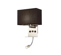 LANMOU LED Wall Lamp Modern Warm White Reading Lamp USB Port Adjustable Tube Bedside Wall Light with Switch Bedroom Night Light Fabric Screen Indoor Reading Lighting, Black