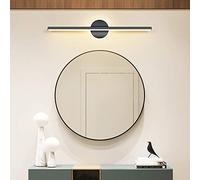 LANMOU Modern LED Bathroom Mirror Light, Gold/Black IP44 Waterproof Bath Mirror Front Light, LED Makeup Mirror Light, Bathroom Over Mirror Wall Lamp, 3 Color Temperature,Black Round,60CM/13W
