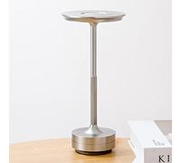 LANMOU Rechargeable Cordless LED Table Lamp Vintage with 5000 mAh Battery, Aluminum Retro Touch Table Lamp, Dimmable Brightness Portable Table Lamp for Restaurant & Bar, 3 Color Temperature (Silver)