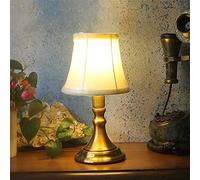 LANMOU Retro Cordless LED Table Lamp for Restaurant, Portable Rechargeable Desk Lamp Touch Control Fabric Shade Table Lamp for Bar Garden Outdoor Decorative, Warm White Light