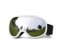 LANMOU Ski Goggles for Men Women Youth Over Glasses Anti Fog UV Protection Snowboarding Helmet Compatible (White Frame with Silver Lens)