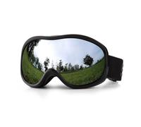 LANMOU Ski Goggles for Men Women Youth Over Glasses Anti Fog UV Protection Snowboarding Helmet Compatible (Black Frame with Silver Lens)