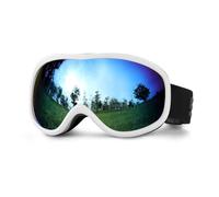 LANMOU Ski Goggles for Men Women Youth Over Glasses Anti Fog UV Protection Snowboarding Helmet Compatible (White Frame with Blue Lens)