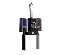 LANMOU UV Toothbrush Sanitizer, Toothbrush Holder for Bathroom Wall Mounted, Automatic Toothpaste Dispenser, Bathroom Organizer Accessories with Sterilizer Function, for Couple (Dark Black)