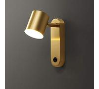 LANMOU Vintage Brass Wall Lamp with Switch, 360° Rotate Wall Spotlights LED 7W 3000K-6000K Indoor Adjustable Bedside Reading Wall Light for Living Room Bedroom Bathroom,B