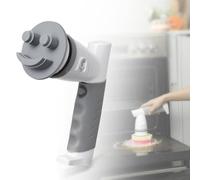 LANMU Electric Wand Compatible with Scrub Daddy/Mommy Sponges, Smiley Face Sponge Handle for Cleaning Oven, Stove, Sink, with 5 Replacement Brush Heads