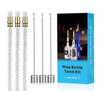 LANMU Wine Bottle Tiki Wicks Kit,Tiki Torch Wicks,Wine Bottle Wicks,3 Pack Replacement Tiki Wicks for Garden Outdoor Decoration (With Cover)