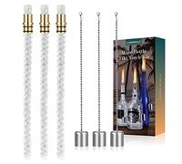 LANMU Wine Bottle Torch Wicks, Outdoor Patio Backyard Torches Lights, Oil Lamps Glass Replacement Wick Hardware Kit, DIY Homemade Torch Decor (3 Pack)
