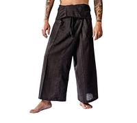 LannaPremium Authentic 100% Cotton Drill Gangaeng Thai Fisherman Pants Yoga Trousers Plus Size Cotton, 2X-Large, Drill Charcoal