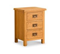 Lanner Oak 3 Drawer Bedside Table Fully Assembled - By Roseland Furniture