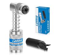LANNIU 90 Degree Grease Gun Coupler, Heavy Duty Locking Grease Gun Adapter | 10,000 PSI High Pressure Right Angel Grease Gun Tips for Tight Spaces, Quick Release Lock, Upgraded 4-Jaw Design
