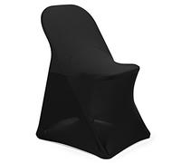 Lann's Linens 10 pcs Black Spandex Folding Chair Cover for Wedding, Party and Banquet