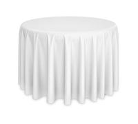 Lann's Linens - 132" Round Premium Tablecloth for Wedding/Banquet/Restaurant - Polyester Fabric Table Cloth - White