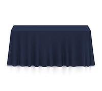 Lann's Linens 90 x 132 Inch Rectangular Tablecloth, Washable Polyester Fabric Table Cloth for Dining Tables, Parties, Restaurant, Weddings - Navy Blue