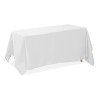 Lann's Linens 90x132 Inch Rectangle Tablecloth Washable Polyester Fabric Tablecloth for Dining Table Party Restaurant Wedding - White