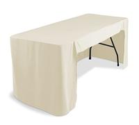 Lann's Linens Premium 6' Trade Show Table Cover - Open Back Fitted Tablecloth - Ivory