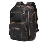 LANNSYNE Vintage Genuine Leather Backpack for Men, 15.6" Laptop Backpack Camping Travel 24L Rucksack, Dark Brown, 24L US, Leather Backpack Fits 15.6" Laptop