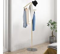 LANOffcio Modern Coat Rack Stand with 7 Hooks & 2 Shelves, Heavy-Duty 33 lbs Capacity, 5.58Ft Tall Freestanding Clothing Rack for Bedroom, Living Room, Entryway - Gold+Black