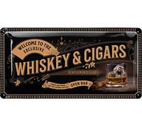 LANOLU Cigar Bar Sign, Cigar Lounge Sign, Whiskey Bar, Cigar Room Decor, Whiskey Signs For Man Cave, Man Cave Accessories, Whiskey Cigar Art Wall Decor, Vintage Tin Sign 6.3x12.6"